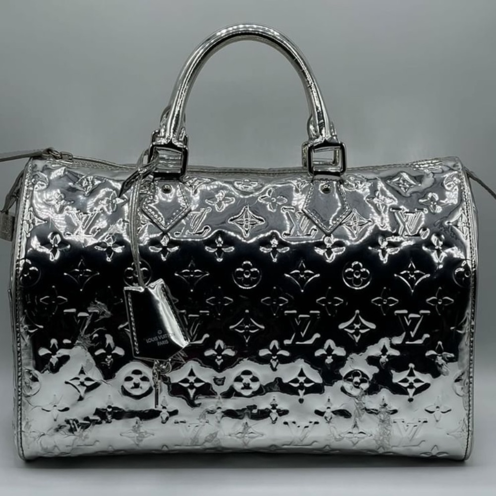 Louis Vuitton Limited Edition Silver Monogram Miroir Speedy 35